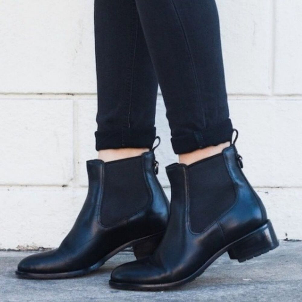 Cole Haan Black Leather Chelsea Booties